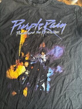 Black 'Purple Rain' Graphic Short Sleeve Tee